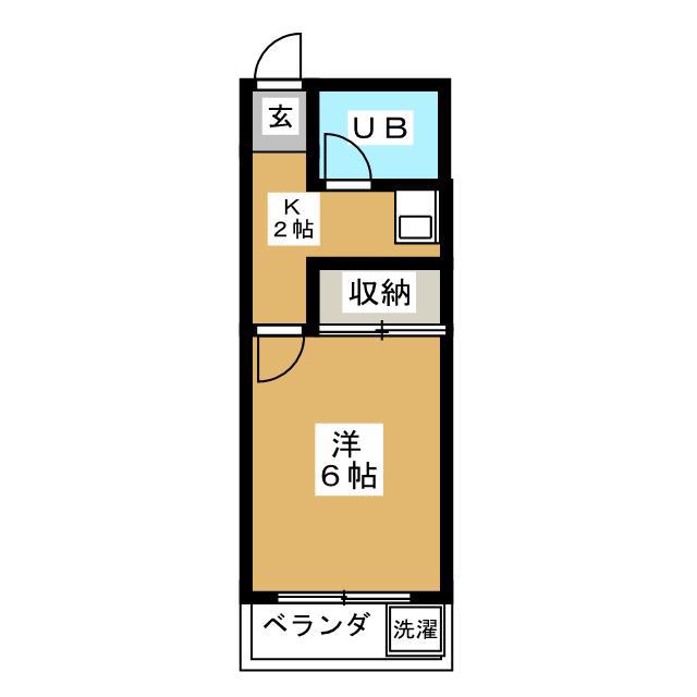 コーポフジワラ(1K/1階)の間取り写真
