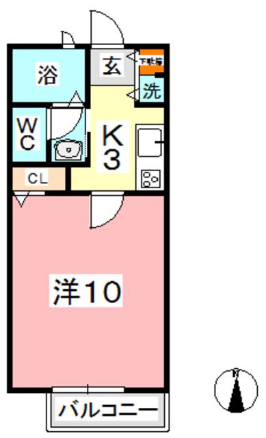 フラッツァ水江B棟(1K/2階)の間取り写真