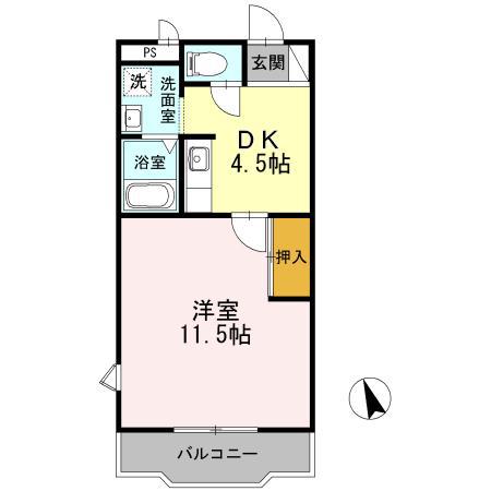 エキスパートヴィラ(1DK/1階)の間取り写真