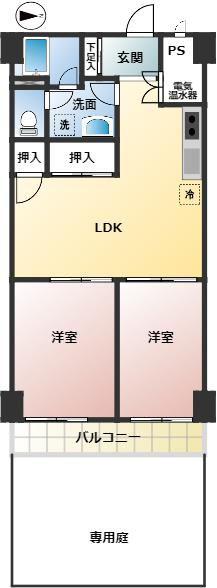 野庭グリーンハイツ(2LDK/1階)の間取り写真