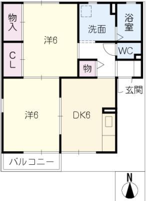 ディパーチャ平田B棟(2DK/1階)の間取り写真