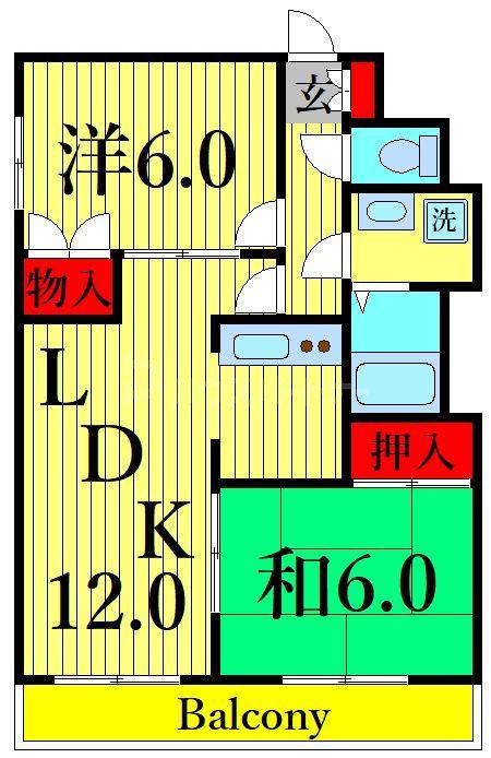 プラチナKODAヒルズ(2LDK/9階)の間取り写真
