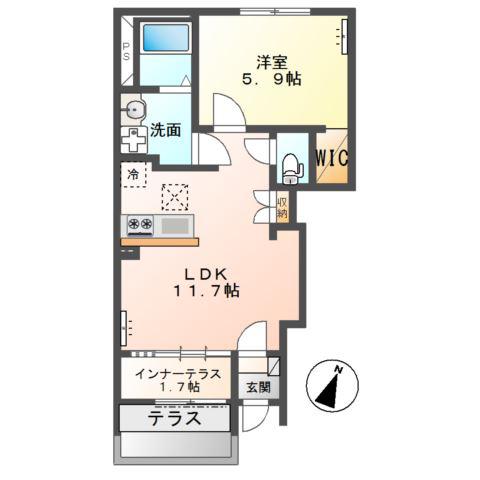 大宮町アパート(1LDK/1階)の間取り写真