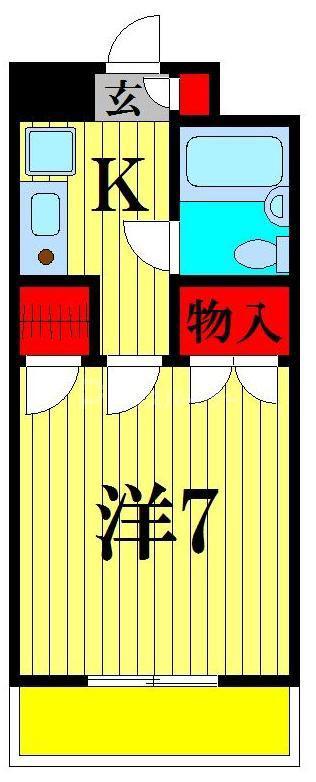 ベルシティ(1K/7階)の間取り写真