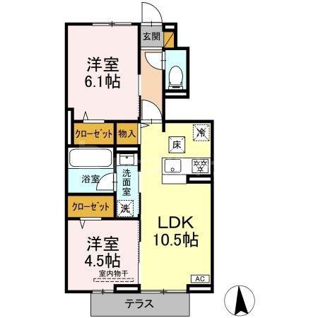 リッシュセゾン O(2LDK/1階)の間取り写真
