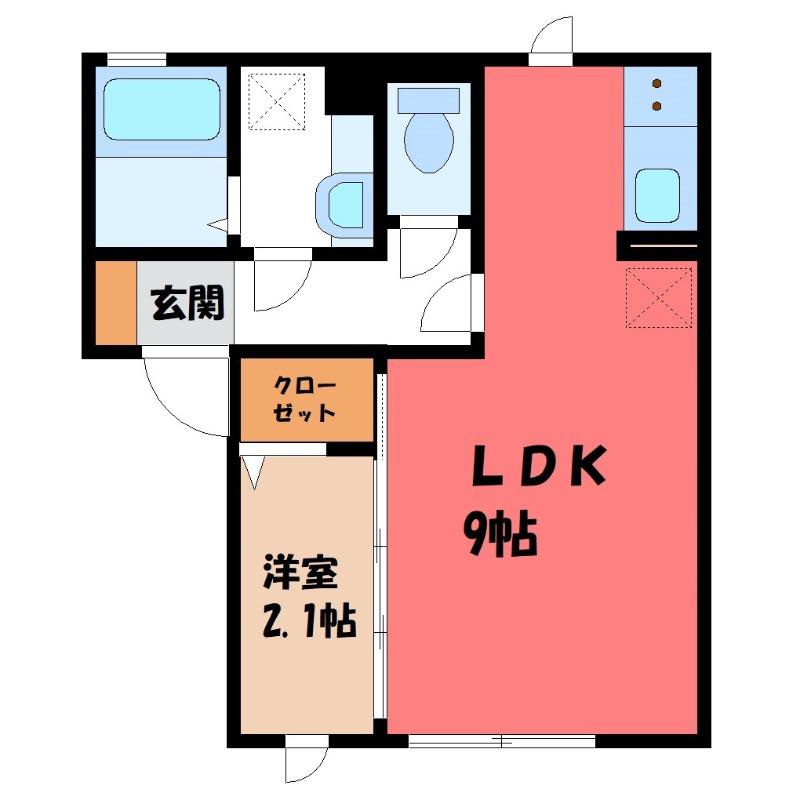 ラ・ステラ太田町(1LDK/2階)の間取り写真