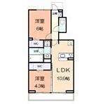 アジュールU(2LDK/1階)の間取り写真