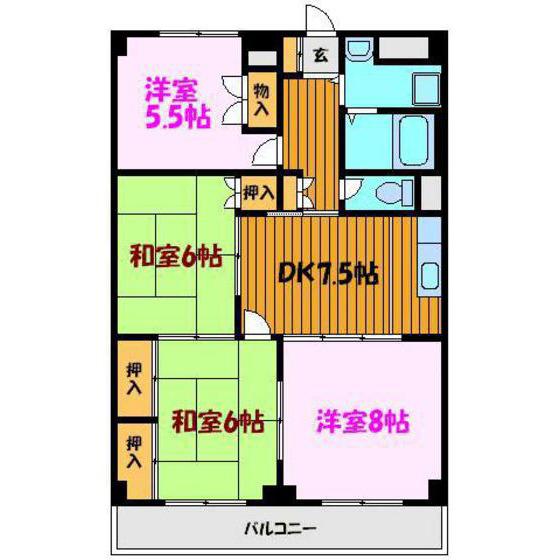 菜根アルザス(4DK/4階)の間取り写真