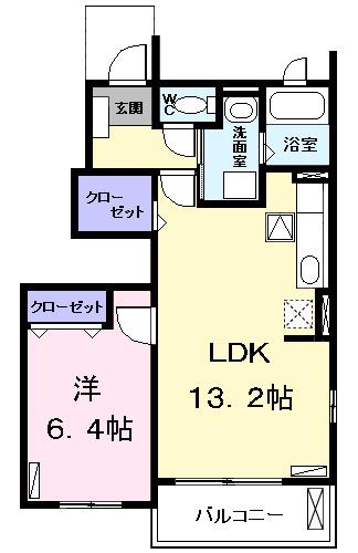 アルジェント(1LDK/1階)の間取り写真