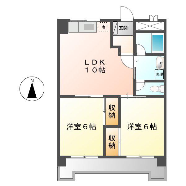 ファミール大畑(2LDK/2階)の間取り写真