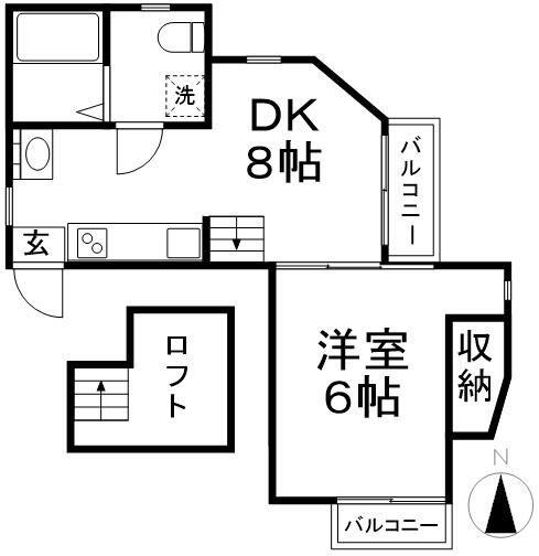 ARTS沼袋(1DK/2階)の間取り写真