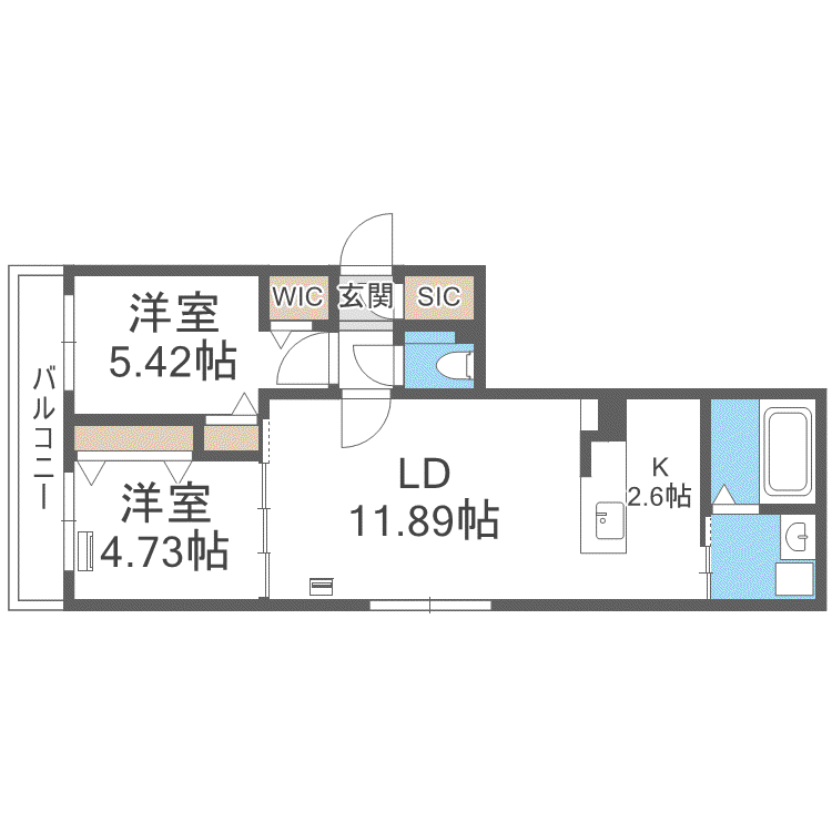 シティレジデンス南9条(2LDK/5階)の間取り写真