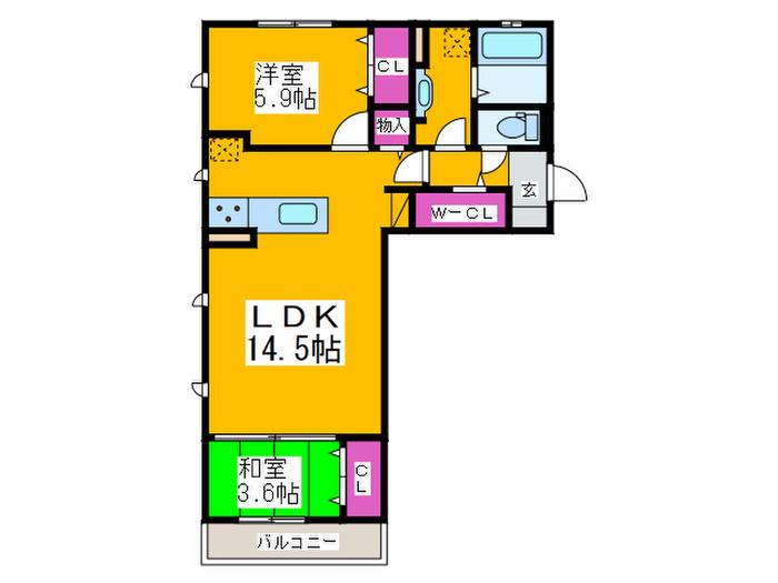 リエストII(2LDK/3階)の間取り写真