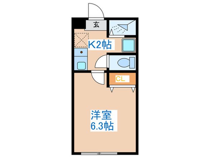 CRUX・K(1K/1階)の間取り写真