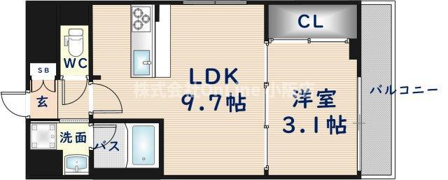 ソルテラス OSAKA イースト GATE(1LDK/12階)の間取り写真