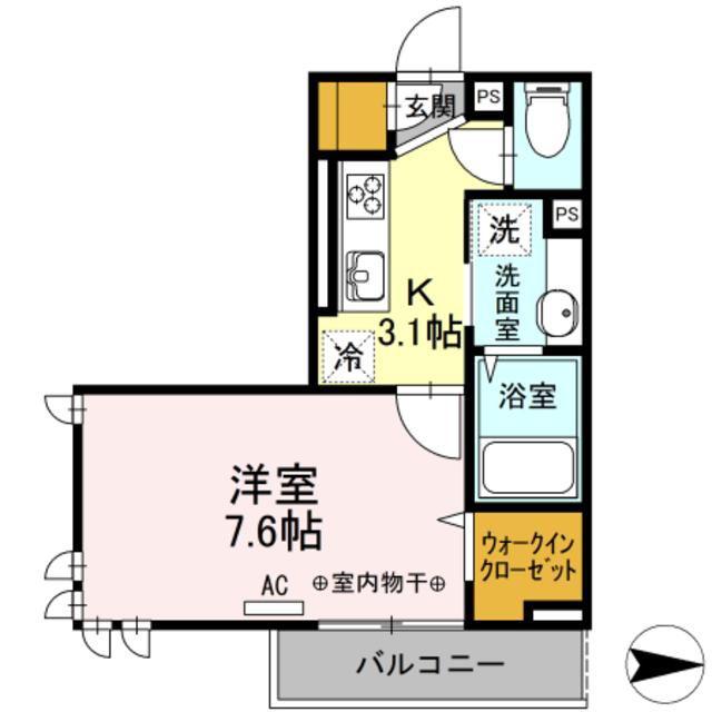 ルナマリア国立A(1K/1階)の間取り写真