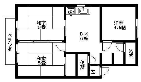 シティハイツふじA(3DK/1階)の間取り写真