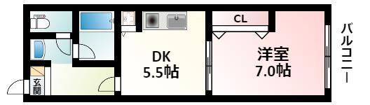 ドムスドイ(1DK/4階)の間取り写真