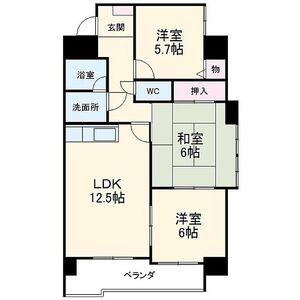 スリーシャイン大磯(3LDK/6階)の間取り写真