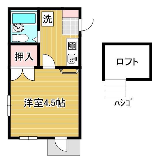 ルシエール三郷(1K/2階)の間取り写真