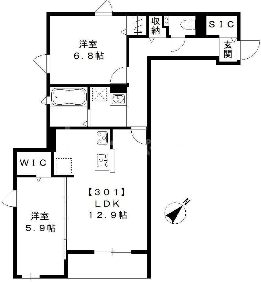 Y・ノヴェルA・B棟(2LDK/3階)の間取り写真