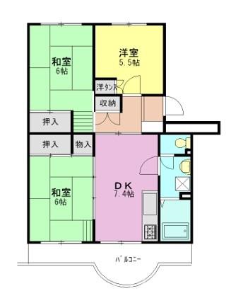 志木ニュータウン南の森弐番街2号棟(3DK/5階)の間取り写真