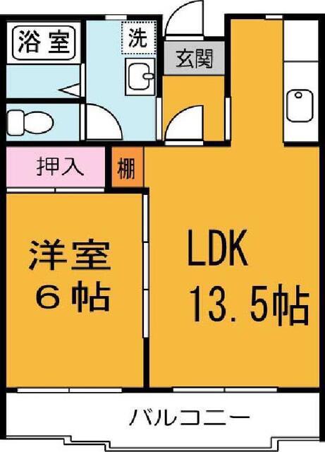 カネエーズ千現(1LDK/4階)の間取り写真