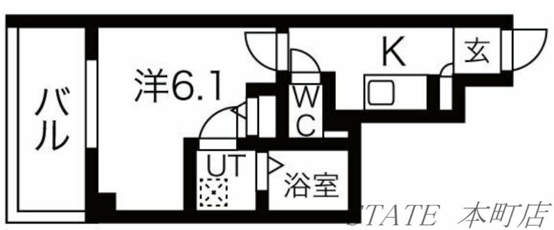 ファステート難波デラックス(1K/14階)の間取り写真