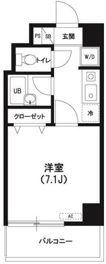 ヴィラクリヤマ(1K/3階)の間取り写真