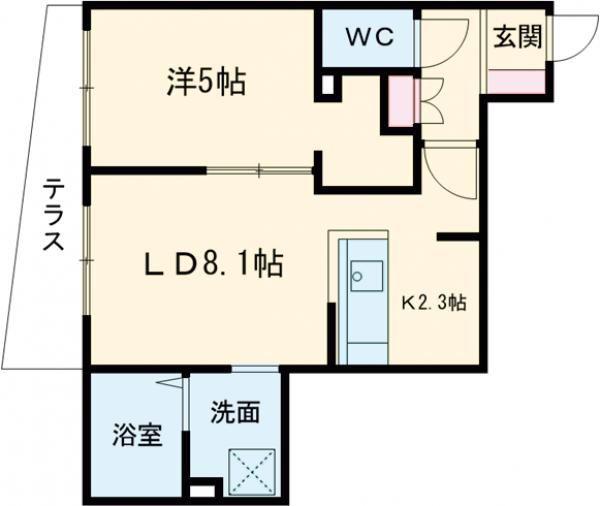 豊里1丁目MS(1LDK/1階)の間取り写真
