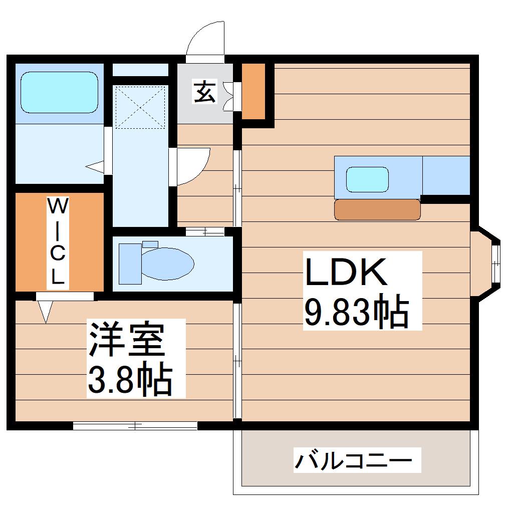 シェトワ台原(1LDK/1階)の間取り写真