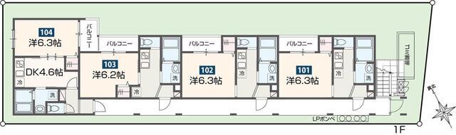 MELDIA行徳III(1K/1階)の間取り写真