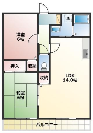 ライフ21レイク(2LDK/3階)の間取り写真