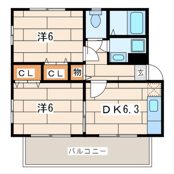 プレセアII(2DK/2階)の間取り写真