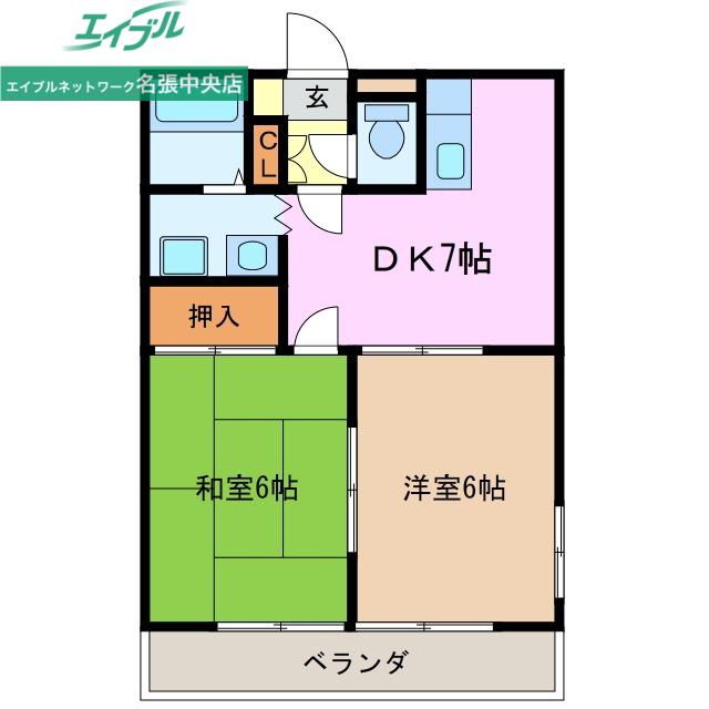 グリーンハイツ(2DK/1階)の間取り写真