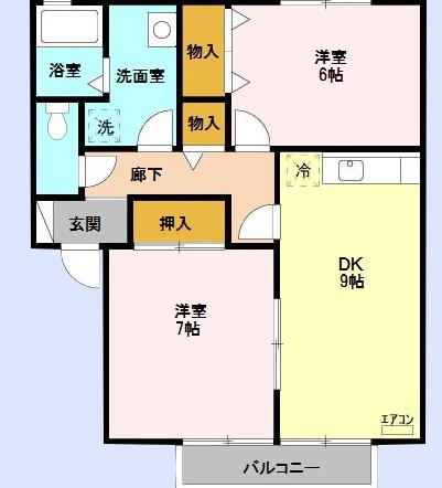 ロイヤルガーデンM・B棟(2DK/2階)の間取り写真