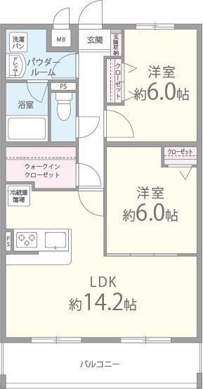 サンヴィラ24(2LDK/2階)の間取り写真