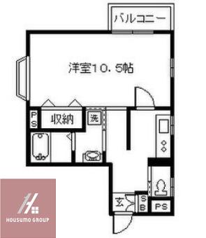 エスパシオ御崎(1K/2階)の間取り写真