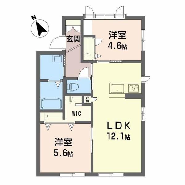 プラムハイツ参番館(1LDK/2階)の間取り写真