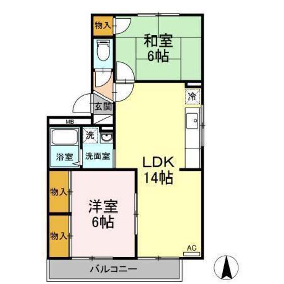 メゾン清水II(2LDK/2階)の間取り写真