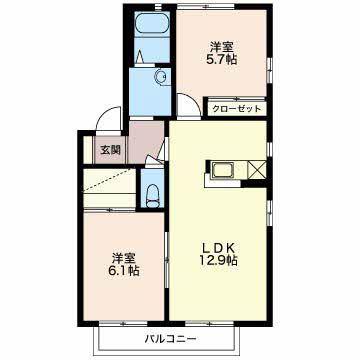 天王ドルフ(2LDK/2階)の間取り写真