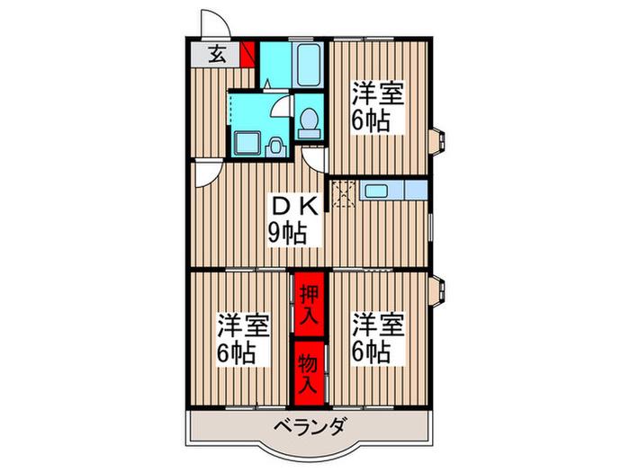 藤倉ハイツ(3DK/1階)の間取り写真