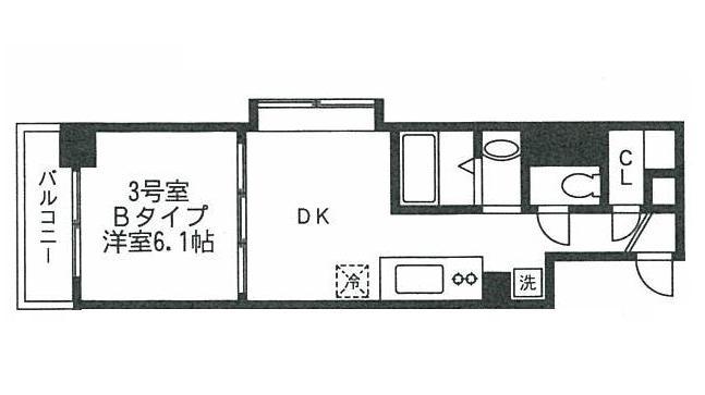 LEAVELL GRANDE 横浜中川(1DK/2階)の間取り写真