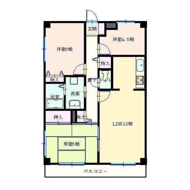 ユーネット所沢(3LDK/4階)の間取り写真