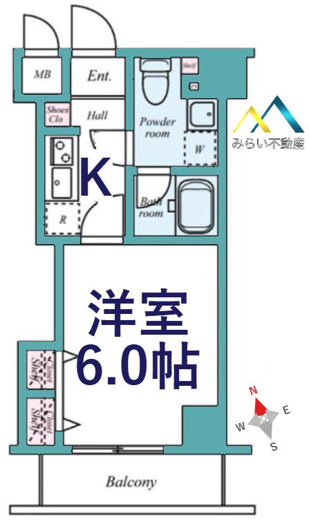 グリフィン横浜・山下町(1K/4階)の間取り写真