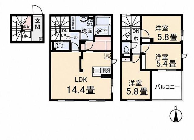 クレールムサシ(3LDK/3階)の間取り写真