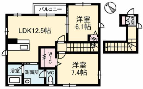 シャーメゾン高須 B(2LDK/2階)の間取り写真