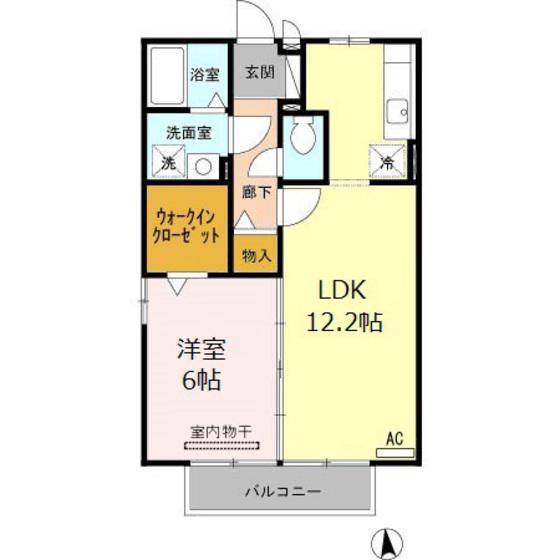グランモア(1LDK/2階)の間取り写真