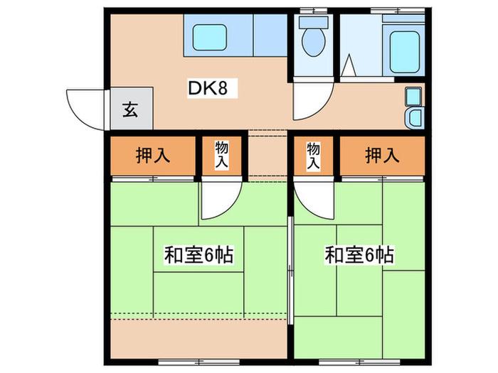 第2湘和荘(2DK/2階)の間取り写真