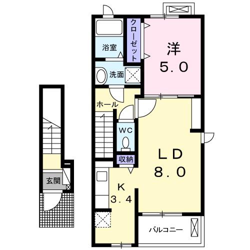 アプローズ(1LDK/2階)の間取り写真